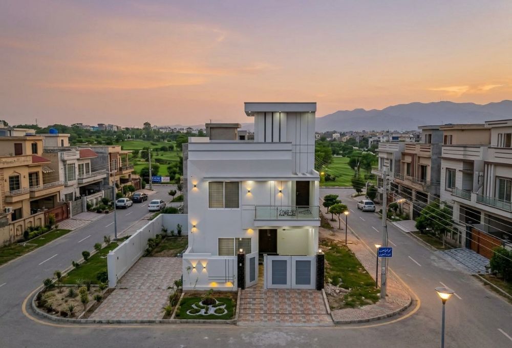 Contemporary residential home representing a house construction project